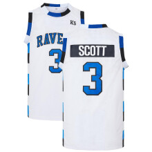(White No. 3, S) Men's Hip Hop Vintage Basketball Jersey Embroidered Movie Style Sleeveless Sportswear Printed SCOTT