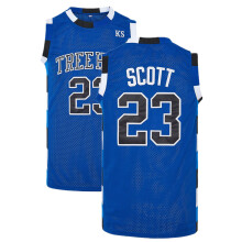 (Blue No. 23, S) Men's Hip Hop Vintage Basketball Jersey Embroidered Movie Style Sleeveless Sportswear Printed SCOTT