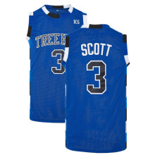 (Blue No. 3, XXL) Men's Hip Hop Vintage Basketball Jersey Embroidered Movie Style Sleeveless Sportswear Printed SCOTT
