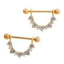 (As show, One size) 1Pair Elegant Crystal Nipple Ring Nipplering Shield Mamilo Ring Decorative Body Jewelry