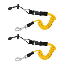 (As show, One size) 2 Pieces / Set Safety Kayak Paddle Leash Fishing Rod Coiled Lanyard Cord Yellow