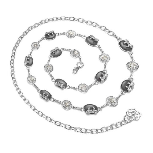 (Black, One size) Metal Waist Chain Black