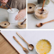 (13cm Dessert Fork, One size) 1Pc Multifunction Wood Spoon Fork Teakwood Kitchen Utensils for Ice Cream - 13cm Dessert Fork