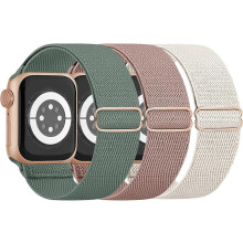 (As show, One size) Nylon Solo Loop Bands Compatible with Apple Watch 42mm 44mm 45mm 49mm for Women Men, Adjustable Braided Elastic Sport Straps for iWatch Series 8/7/6/5