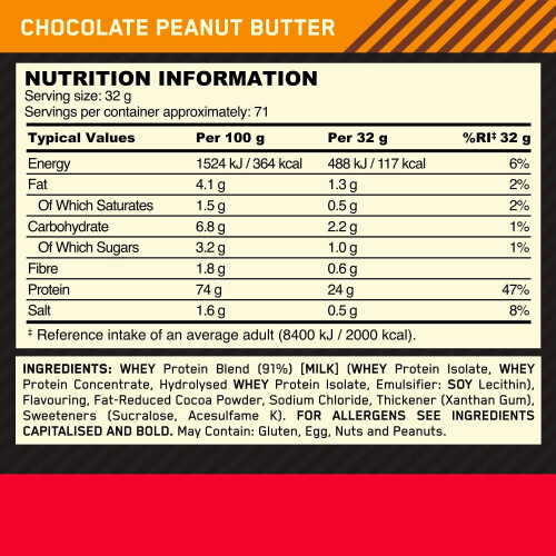 Optimum Nutrition Optimum Nutrition Whey Protein 2.27kg Chocolate Peanut Butter 1