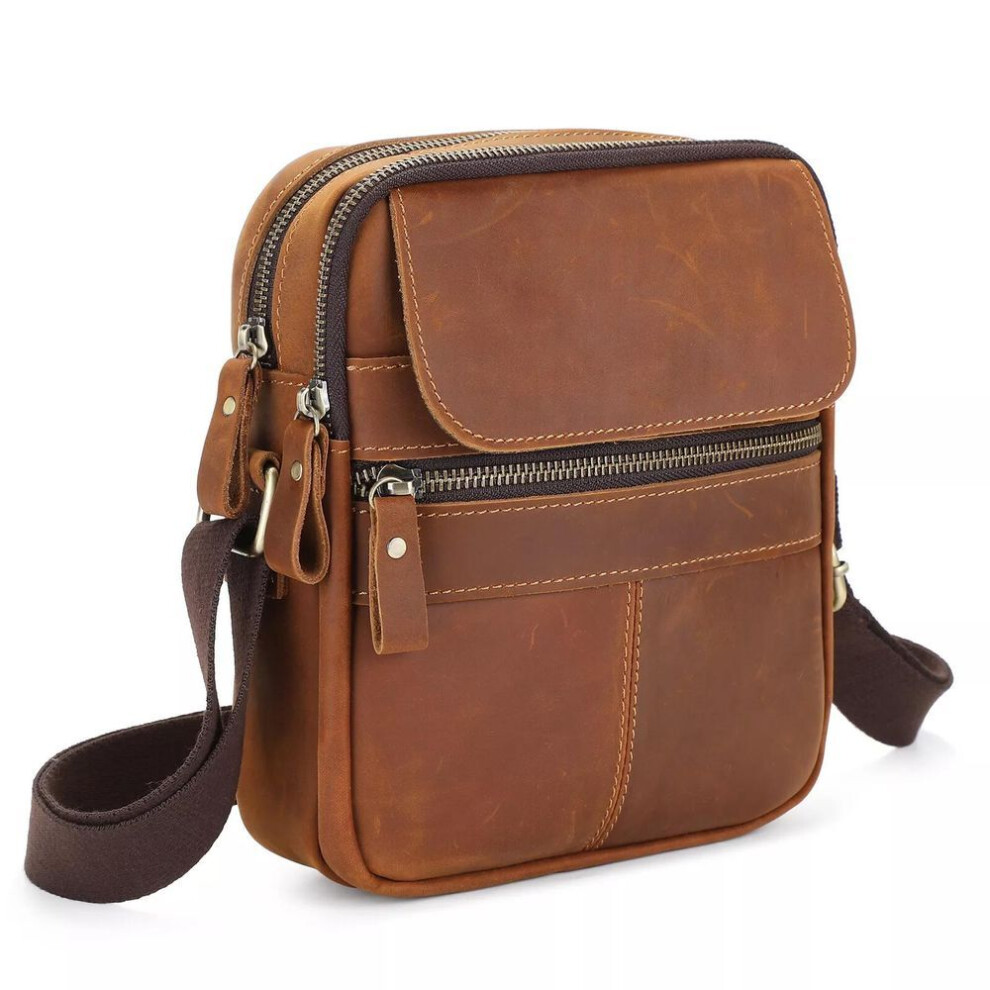 Vintage Men Crossbody Shoulder Bag Genuine Leather Small Messenger Bag Satchel
