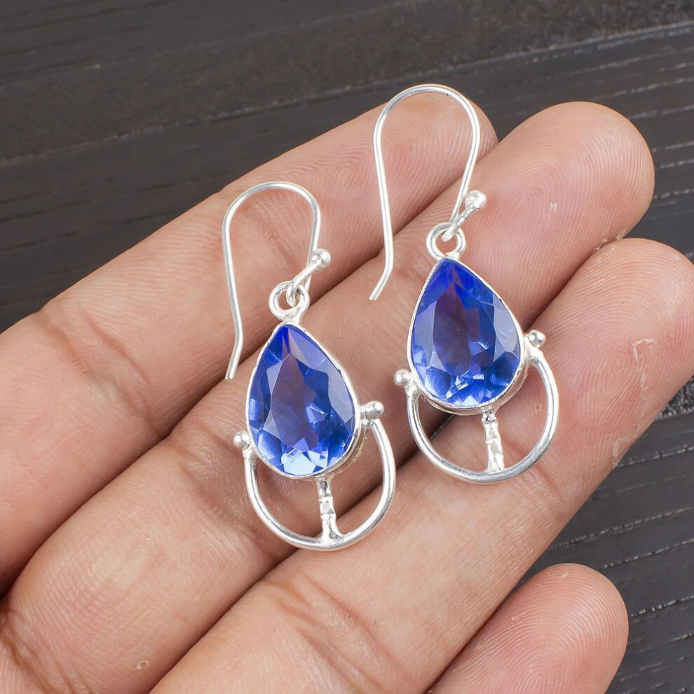 Tanzanite Handmade Gemstone Earrings, 925 Solid Sterling Silver Earrings Antique Jewelry, Earrings For Engagement Gift