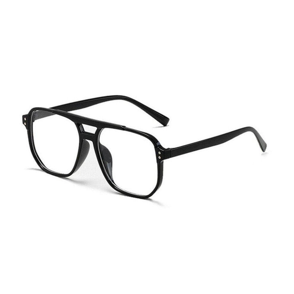 (black, anti-blue light) New Glasses Frame Retro Eye Frame With Double-beam Box Anti-blue Glasses.