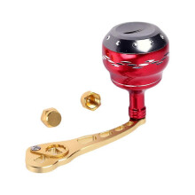 (As show, One size) Power Aluminum Alloy Fishing Reel Handle with Knob , Red, 84mm