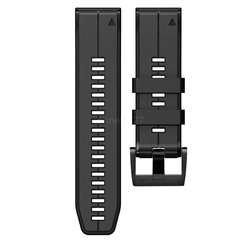 (+, Garmin Tactix 7 Solar) For Garmin Fenix 7 7X Solar 6 6X Pro 5X 5 3Hr S62 Quick Fit Silicone Band Strap Hot Black/Gray 6963793888689
