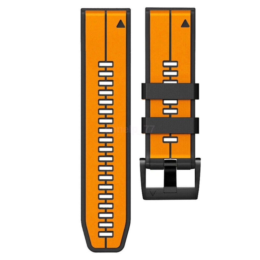 (+, Garmin Tactix 7 Solar) For Garmin Fenix 7 7X Solar 6 6X Pro 5X 5 3Hr S62 Quick Fit Silicone Band Strap Hot Orange/Black 6963793889181