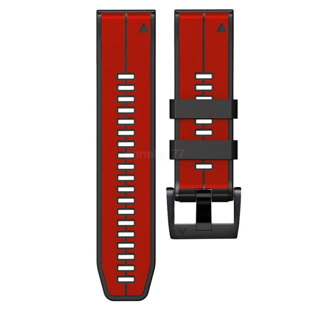 (+, Garmin Forerunner 945 935) For Garmin Fenix 7 7X Solar 6 6X Pro 5X 5 3Hr S62 Quick Fit Silicone Band Strap Hot Red/Black 6963793889389