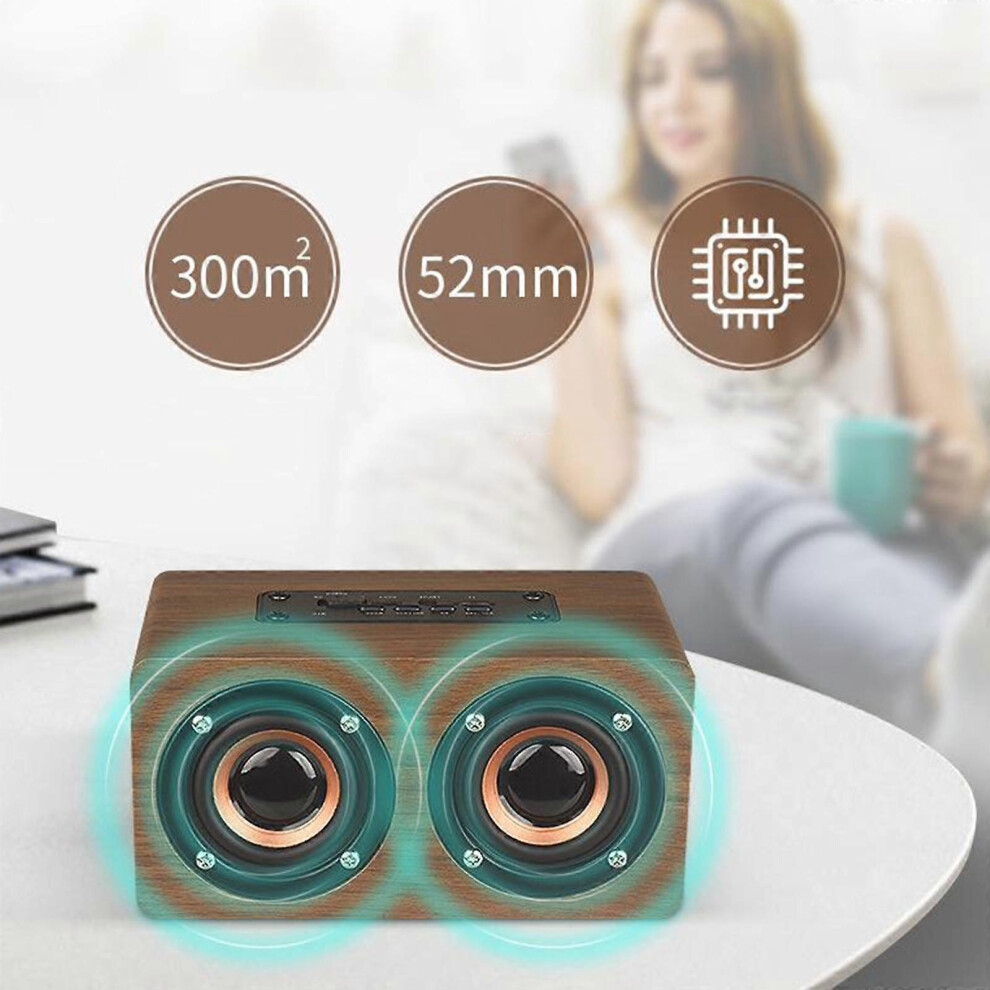 (As show, One size) Wireless Portable Bass Enhancement Wooden Soundbar Speaker for Home Computer Work - Brown wood grain-image-OPC-PHSFZKH-NEW