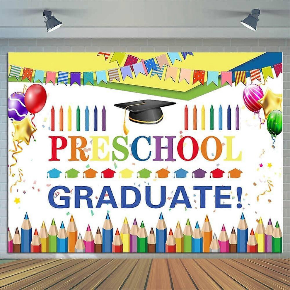 (As Show, One Size) Heyone 7X5ft Preschool Graduate Backdrop For Kids Photography School Prom Party Decoration Banner Kindergarten Pre K Congrats Grad Light 4633503768991