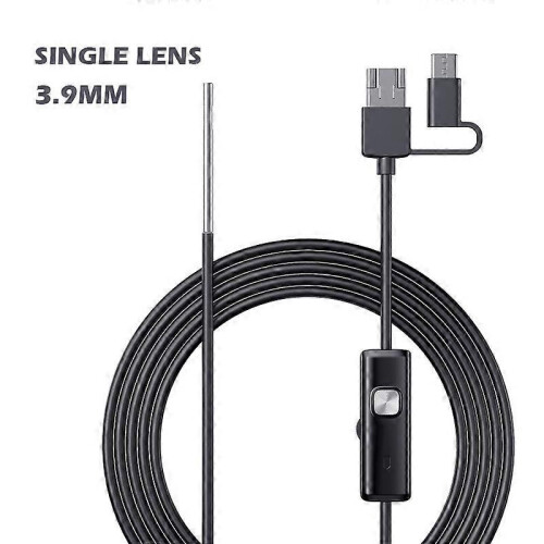 Android Endoscope Camera 3in1 Micro USB Type-c Pipe Auton tarkastus Borescope Vedenpitävä LED Kiinteä