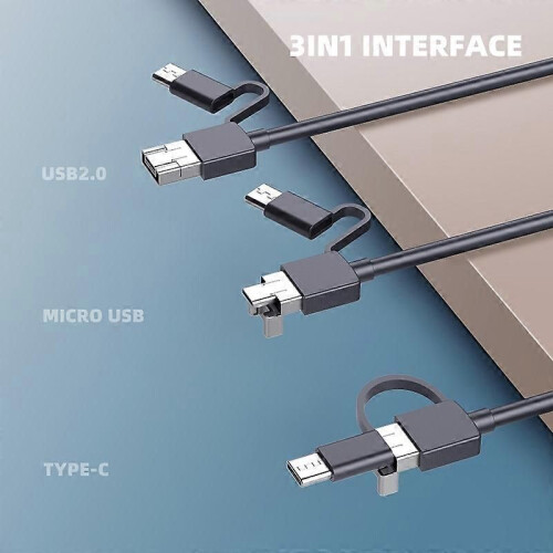 Android Endoscope Camera 3in1 Micro USB Type-c Pipe Auton tarkastus Borescope Vedenpitävä LED Kiinteä 1