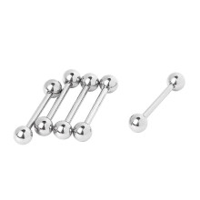 (As show, One size) 5pcs Stainless Steel Ball Barbell Tongue Ring Barbell Tongue Ring 14 Gauge