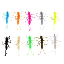 (As show, One size) 10pcs Artificial Stonefly Nymph Rubber Fishing Lure Insect Model with Legs