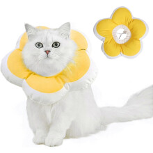 (As show, One size) Heyone Cat Recovery Collar, Soft Elizabeth Pet Cone Adjustable Protective Wound Healing Cone After Surgery, Cute Flower Neck Pillow Prevent from Licki