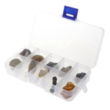 (As show, One size) 10pcs/set Natural Fossils Specimens Biology Science Kit with a Display Box, Kids Learning Toy Christmas Gift
