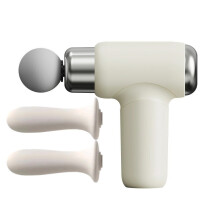 (Off-white (4-piece set + 2 extensions)) Portable Long-Head Muscle Massage Gun for Women – Deep Tissue Handheld Massager, Sports Recovery Tool