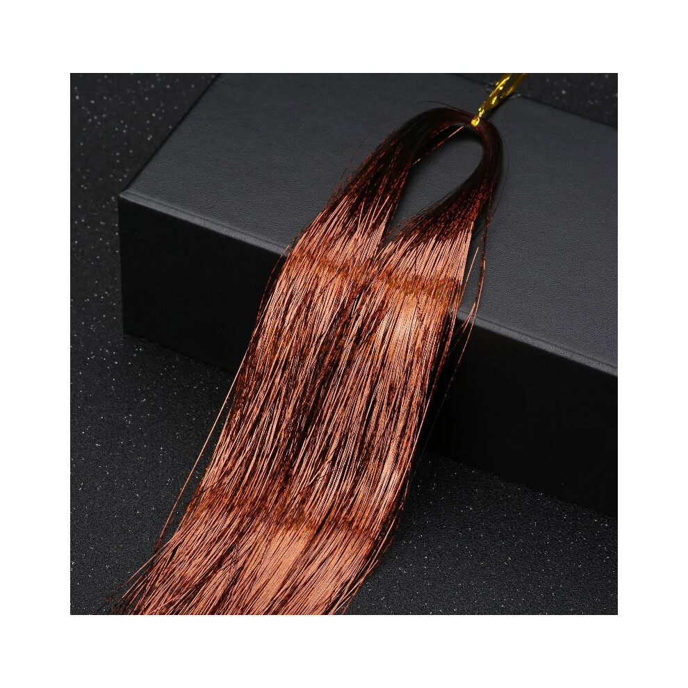 (Coffee) 2Pcs Hair Tinsel Glitter Extensions Sparkling Shiny Hair Tensile Rainbow