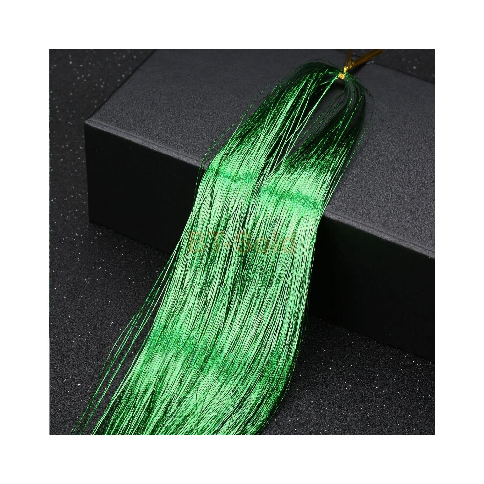 Unisex Green (Green) 2Pcs Hair Tinsel Glitter Extensions Sparkling Shiny Hair Tensile Rainbow