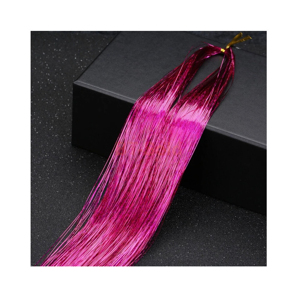 (Rose) 2Pcs Hair Tinsel Glitter Extensions Sparkling Shiny Hair Tensile Rainbow
