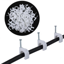 (4mm, One size) PE Plastic Flat Wire Cable Clips High Carbon Steel , White, 4mm