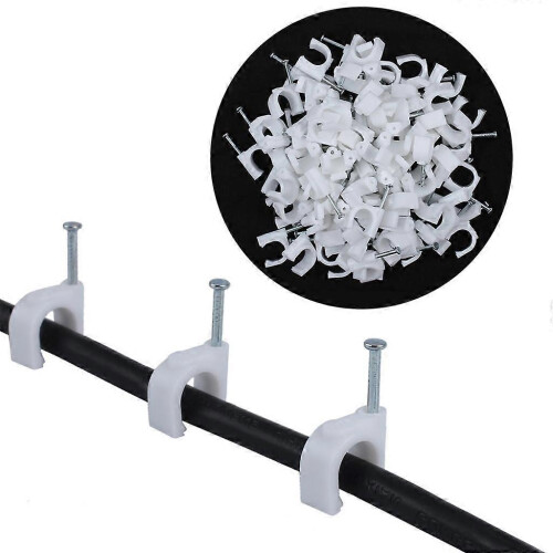 (5mm, One size) PE Plastic Flat Wire Cable Clips High Carbon Steel , White, 4mm 2