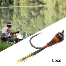 (Orange, One size) Ice Fishing Jigs Artificial Bait Fishing Lures Vertical Lures for Winter ice Jigging 8PCS Fishing Tackle Kit - Orange
