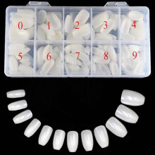 (As show, One size) Acrylic Nail Tip Short Coffin Natural 500Pcs Ballet Dancer Artificial Fake Nail Tip Full Coverage 10 Sizes With Box