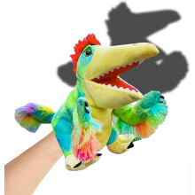 (As show, One size) Dinosaur Hand Puppet Caudipteryx, Colourful and individual Realistic Model Plush Stuffed Animal Raptor Toy, Gift for Kids