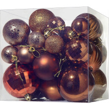 (As show, One size) Christmas Balls, 36 Pack Shatterproof Christmas Ornaments Balls with Hanging Loop for Xmas Tree Decor Wedding Party Holiday, Brown