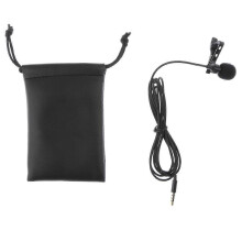 (As show, One size) 3.5mm Lapel Lavalier Microphone Condenser Mic with Small Bag for Smartphone Phone