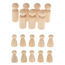(As show, One size) 30pcs Male Femal Mixed Size Peg Dolls Natural Unfinished DIY Wooden Dolls