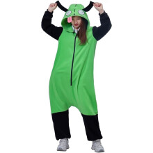 (S, Green) Green Hoodie Cosplay Pajamas Inspired Kigurumi Costume Onesie for Women