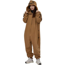 (M) Adult Oogie Boogie Costume Onesie Pajamas Nightmare Cosplay Jumpsuit Villain Costume (brown, L)