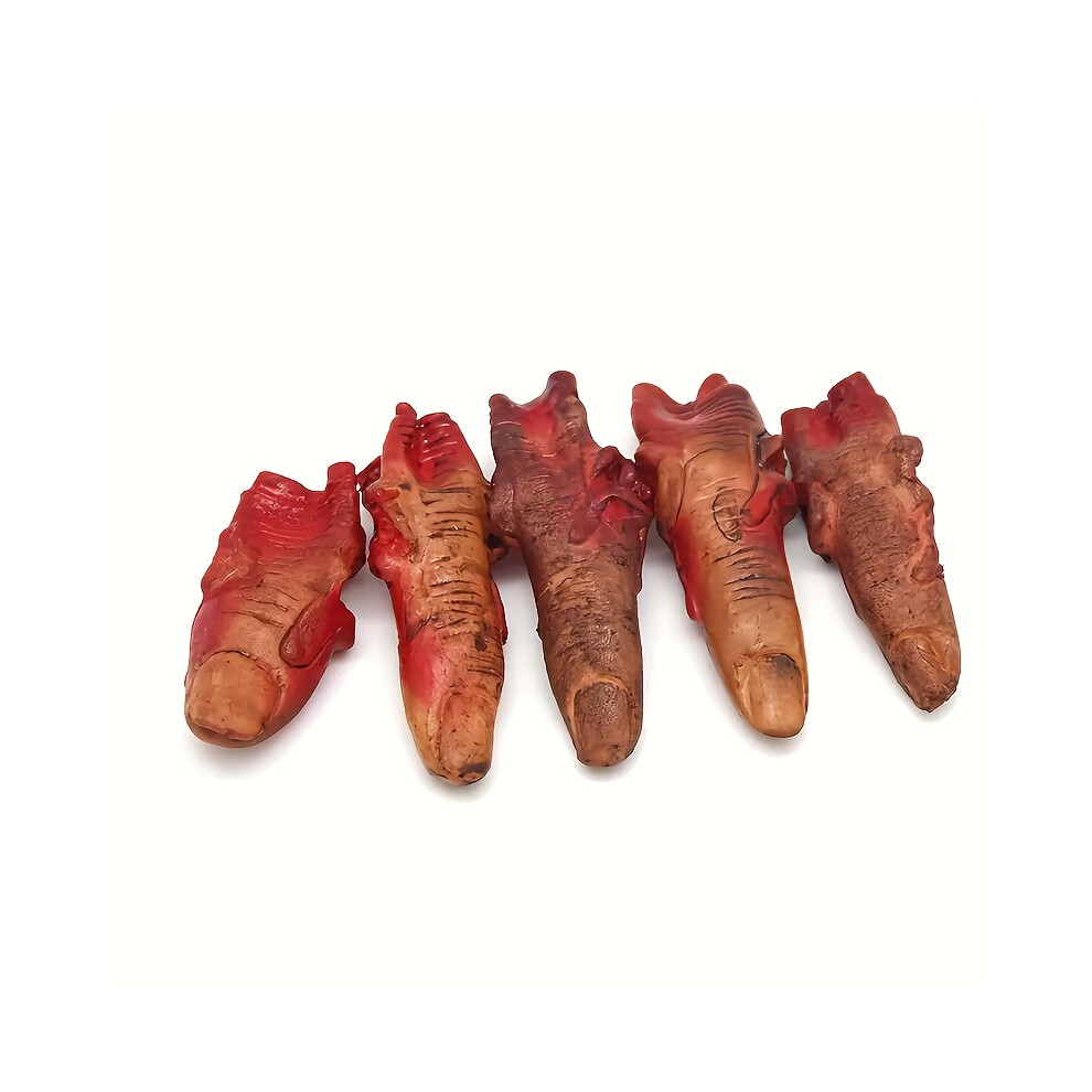 (5Pcs) 5Pcs Realistic Bloody Fake Fingers - Skin Tone Halloween Decoration Props With Gory Details For Haunted Houses, Parties, And Spooky Decor Light/Beige
