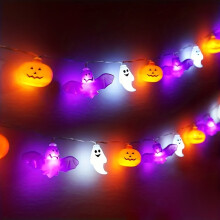 (Warm light color, 1.5 Meters 10 Lights) 1pc LED Halloween Pumpkin, Bat & String Lights - Energy-Efficient Battery-Powered Indoor Decor for Home, Bedroom, Party, Halloween Decorations
