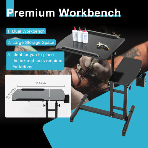 Portable Tattoo Workbench Tattoo Table Station Adjustable Height 2