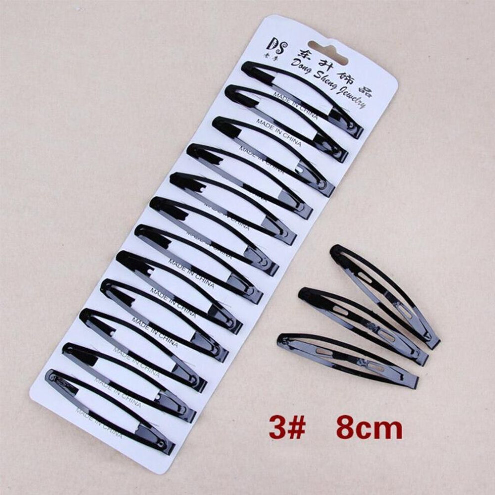 (3) Solid Bb Clip Hair Clip 12pc/pack Black Simple Alloy Women Barrette Hairpin Hairpins Bride  Jewelry Accessory