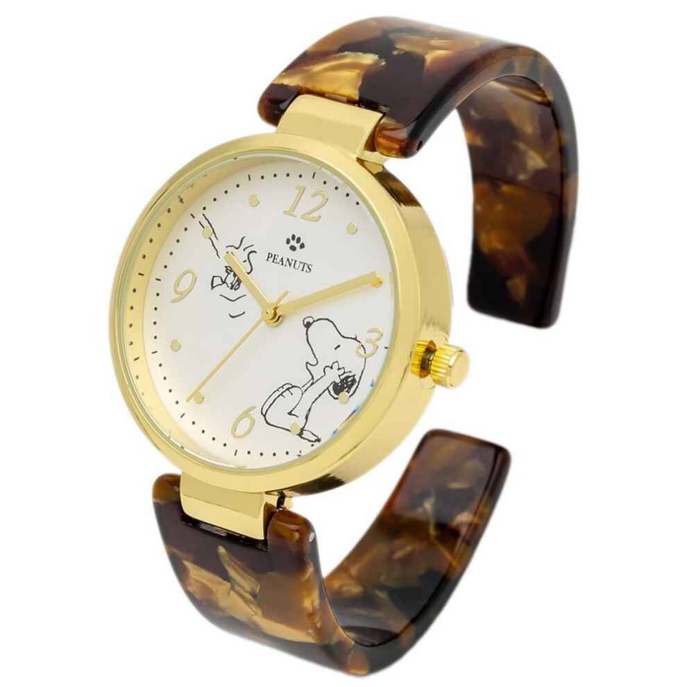 [fieldwork] Wristwatch Snoopy Analog Acrylic Bangle Watch Brown Pnt038-3 Women's