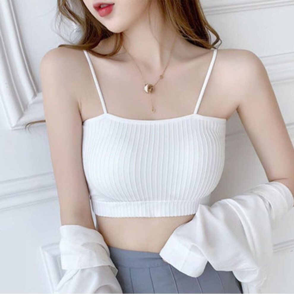 (white, XL) One Word Round Tube Top Bra Underwear