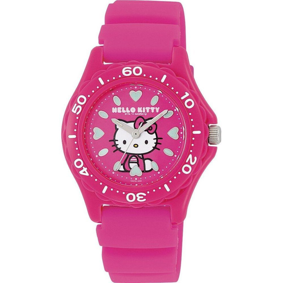 [citizen Q&q] Watch Analog Hello Kitty Waterproof Urethane Belt Vq75-430 Women's Pink