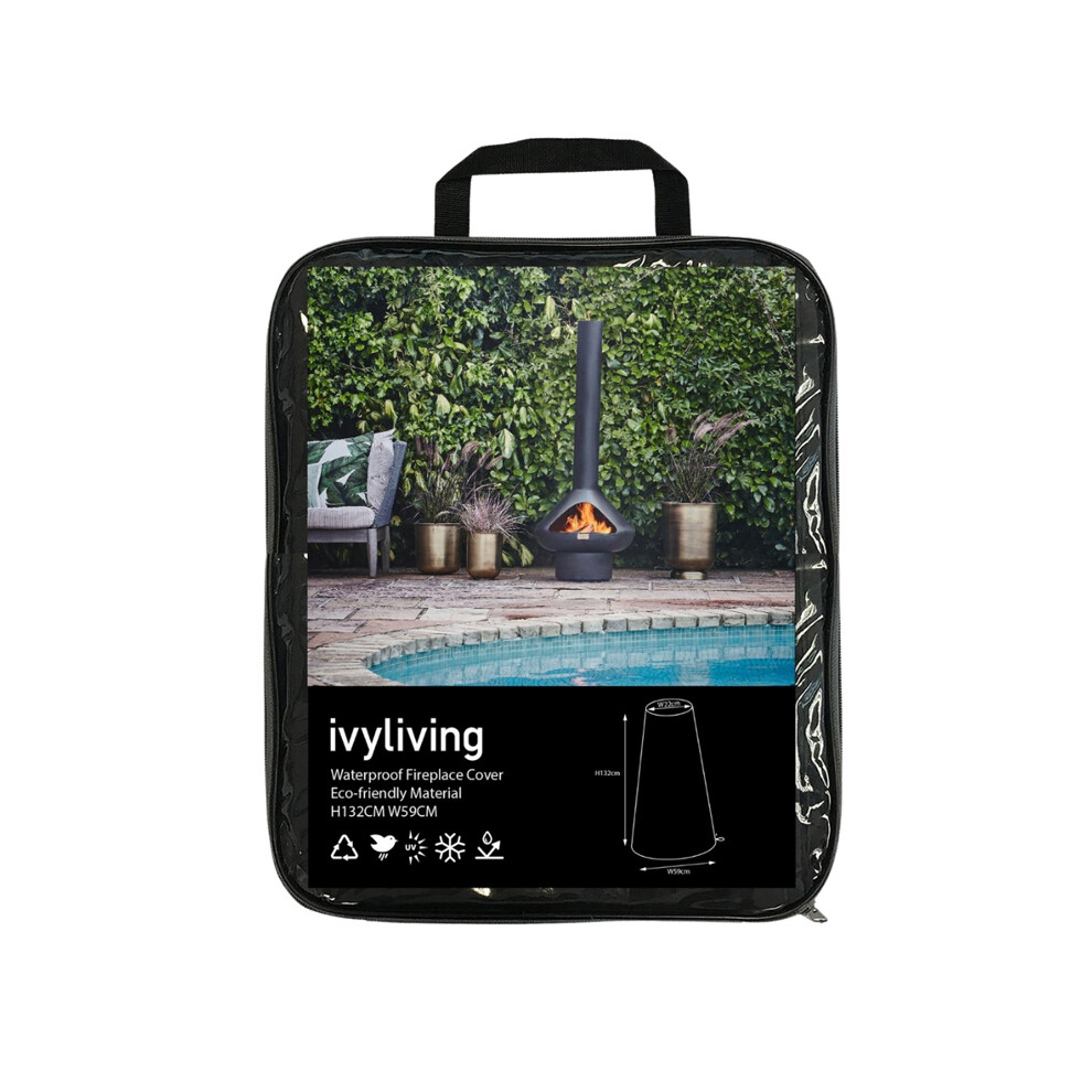 Waterproof Fireplace Cover in Eco-friendly Material - Polypropylene/Polyethylene - L59 x W59 x H132 cm - Grey-image-OPC-PHSJ7JP-NEW