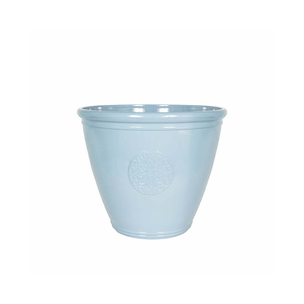 La Hacienda 45Cm Large Eden Emblem Plant Pot - Plastic - L45 X W45 X H38 Cm - Blue