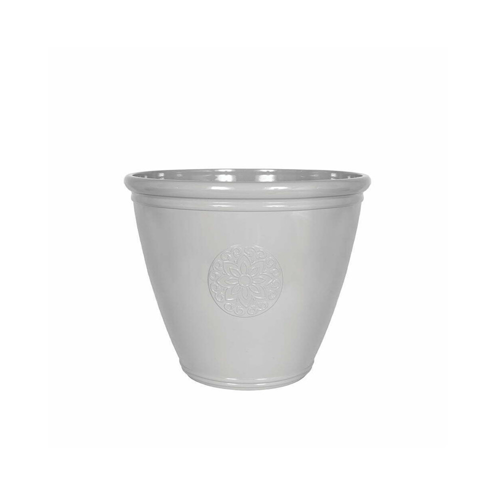 45cm Large Eden Emblem Plant Pot - Plastic - L45 x W45 x H38 cm - Grey