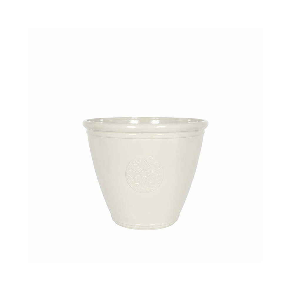 La Hacienda 40Cm Small Eden Emblem Plant Pot - Plastic - L40 X W40 X H30 Cm - White