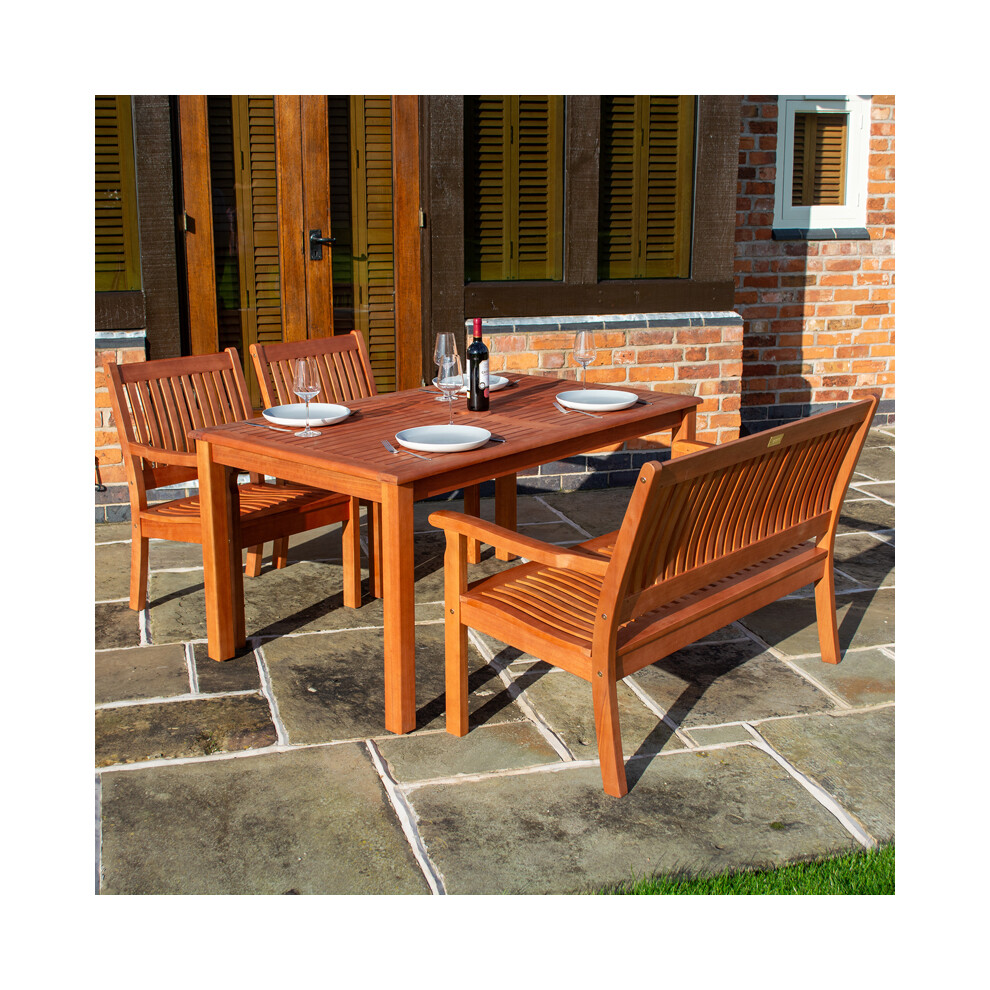 Willington Four Seater Rectangular Eucalyptus Hardwood Furniture Set